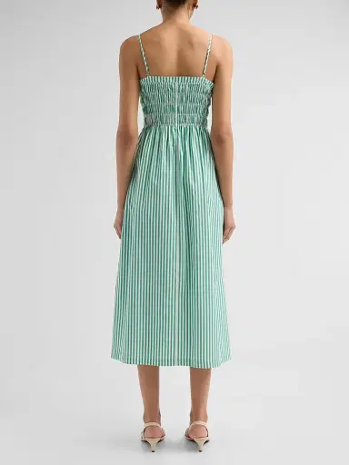 RAILS Women's Primrose Stripe Smocked Midi Dress - Emerald Stripe - Size XS | Thumbnail 3