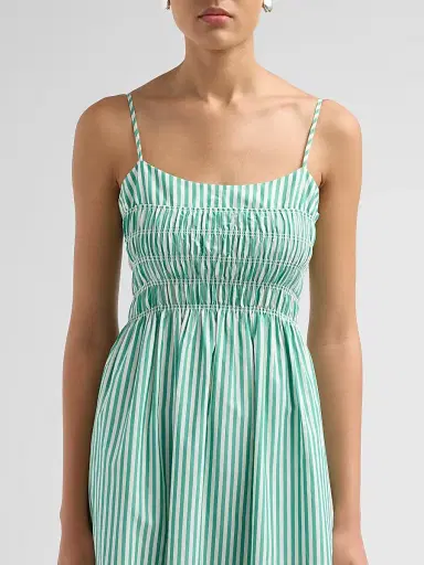 RAILS Women's Primrose Stripe Smocked Midi Dress - Emerald Stripe - Size XS | Thumbnail 5