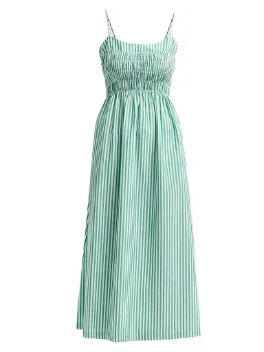 RAILS Women's Primrose Stripe Smocked Midi Dress - Emerald Stripe - Size XS | Thumbnail 1