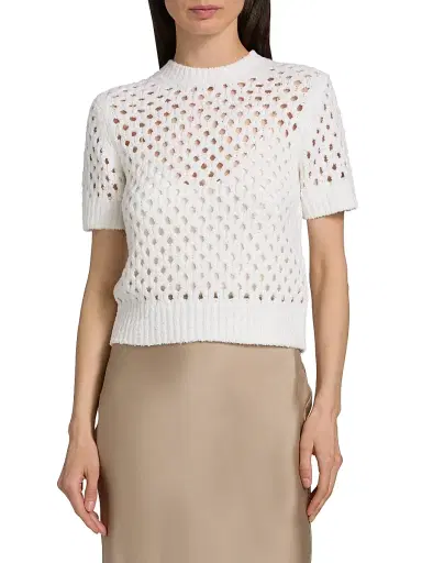 Vince Women's Honeycomb Knit Boxy Tee | Thumbnail 3 Vince Women's Honeycomb Knit Boxy Tee | Thumbnail 3