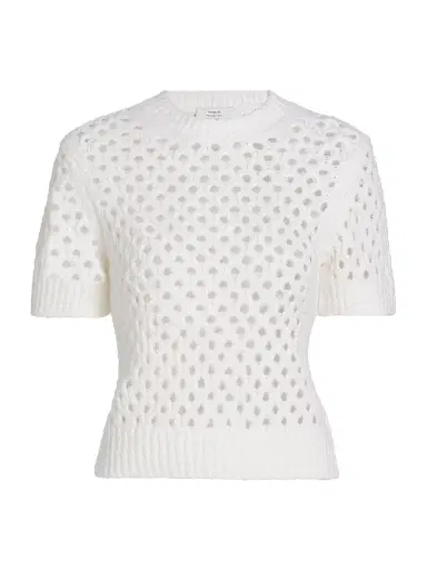 Vince Women's Honeycomb Knit Boxy Tee | Thumbnail 1 Vince Women's Honeycomb Knit Boxy Tee | Thumbnail 1