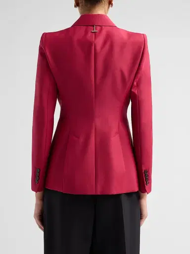 Alexander McQueen Women's Peak-Shoulder Wool-Mohair Jacket - Bordeaux - Size 8 | Thumbnail 3 Alexander McQueen Women's Peak-Shoulder Wool-Mohair Jacket - Bordeaux - Size 8 | Thumbnail 3