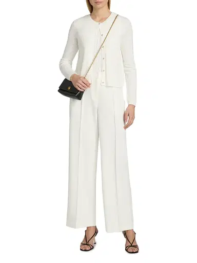 Elie Tahari Women's The Steele Pointelle Cardigan - Ivory - Size XL | Thumbnail 2