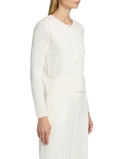 Elie Tahari Women's The Steele Pointelle Cardigan - Ivory - Size XL | Thumbnail 4