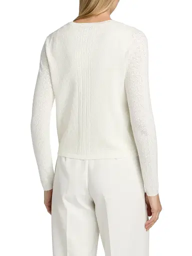 Elie Tahari Women's The Steele Pointelle Cardigan - Ivory - Size XL | Thumbnail 5