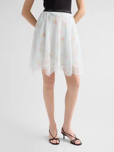 Marc Jacobs Women's Blurred Floral Chiffon Skirt - Blue Mist Multi - Size XS | Thumbnail 4