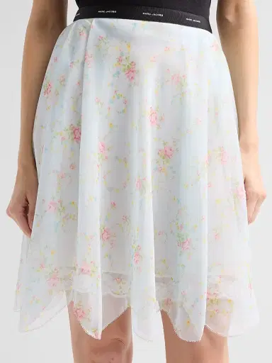 Marc Jacobs Women's Blurred Floral Chiffon Skirt - Blue Mist Multi - Size XS | Thumbnail 5