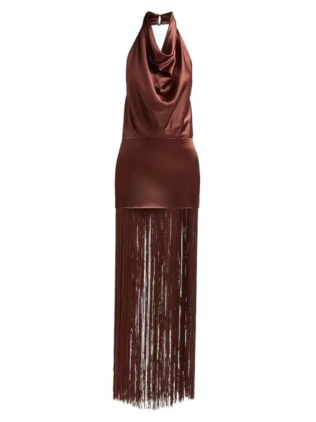 Women's Cyrelle Cowl Fringe Dress - Chestnut