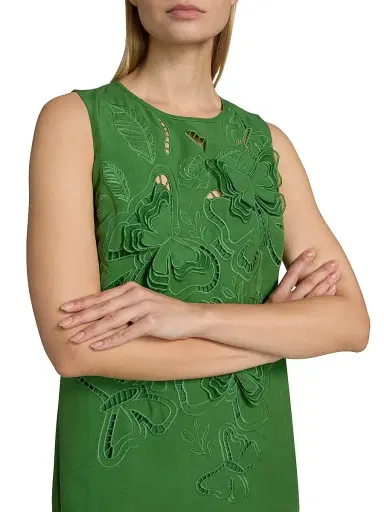 Elie Tahari Women's The Isabella Butterfly Eyelet Mini Shift Dress - Paradise Green - Size Small | Thumbnail 6