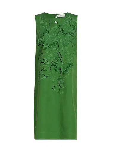 Elie Tahari Women's The Isabella Butterfly Eyelet Mini Shift Dress - Paradise Green - Size Small | Thumbnail 1