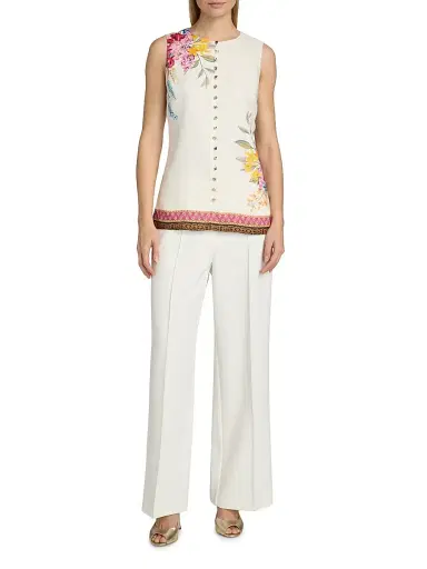 Elie Tahari Women's The Annalise Linen Blouse - Tiara Garden Print | Thumbnail 2
