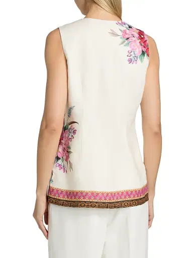 Elie Tahari Women's The Annalise Linen Blouse - Tiara Garden Print | Thumbnail 5