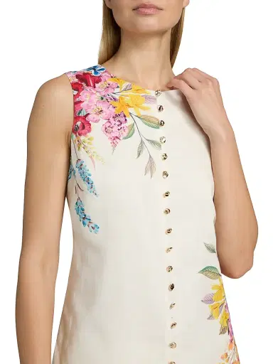 Elie Tahari Women's The Annalise Linen Blouse - Tiara Garden Print | Thumbnail 6