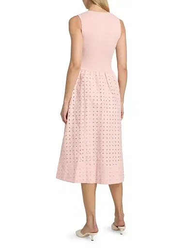 Elie Tahari Women's The Emma Eyelet Midi Dress - Pale Blush | Thumbnail 5