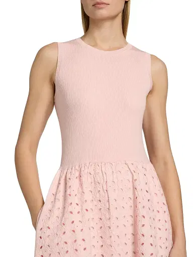 Elie Tahari Women's The Emma Eyelet Midi Dress - Pale Blush | Thumbnail 6