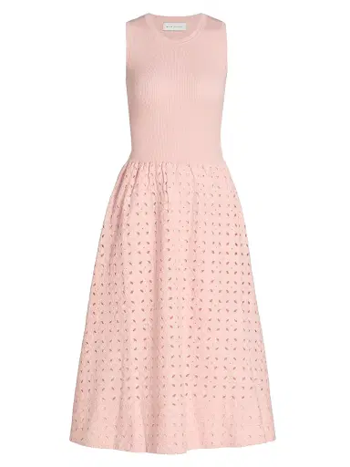 Elie Tahari Women's The Emma Eyelet Midi Dress - Pale Blush | Thumbnail 1