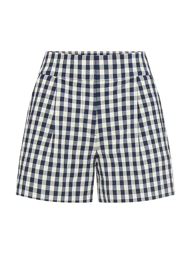 Veronica Beard Women's Haina Gingham Stretch-Cotton High-Rise Shorts - Navy Dove
