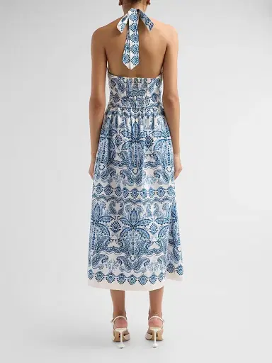 Cara Cara Women's Denise Halterneck Midi Dress - Palm Paisley Sky | Thumbnail 3