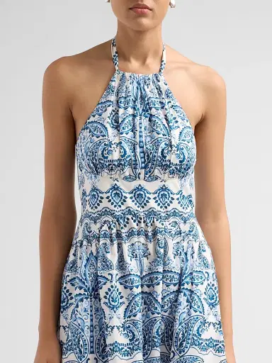 Cara Cara Women's Denise Halterneck Midi Dress - Palm Paisley Sky | Thumbnail 5