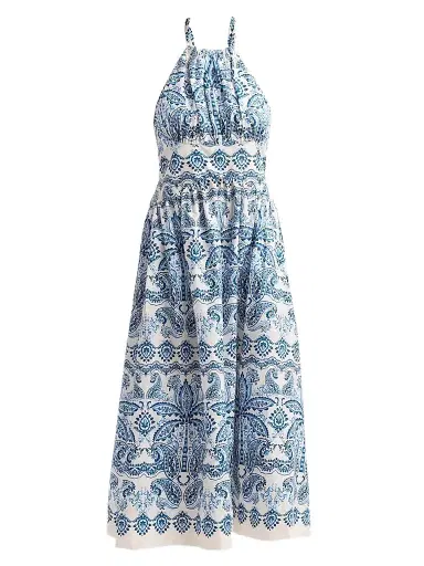 Cara Cara Women's Denise Halterneck Midi Dress - Palm Paisley Sky | Thumbnail 1