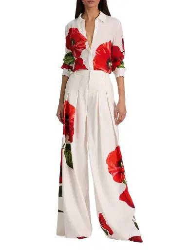 Alice + Olivia Women's Willa Floral Silk Shirt | Thumbnail 2 Alice + Olivia Women's Willa Floral Silk Shirt | Thumbnail 2