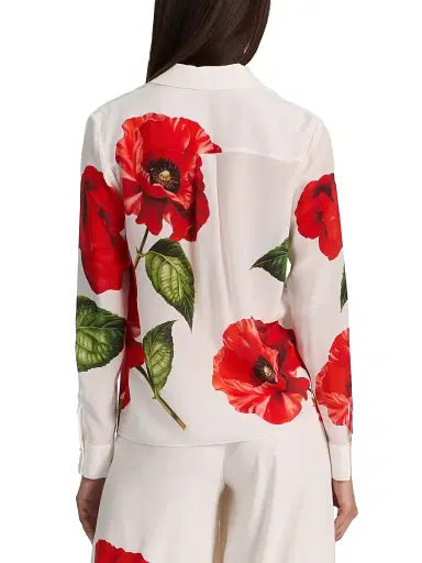Alice + Olivia Women's Willa Floral Silk Shirt | Thumbnail 5 Alice + Olivia Women's Willa Floral Silk Shirt | Thumbnail 5