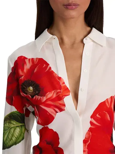 Alice + Olivia Women's Willa Floral Silk Shirt | Thumbnail 6 Alice + Olivia Women's Willa Floral Silk Shirt | Thumbnail 6