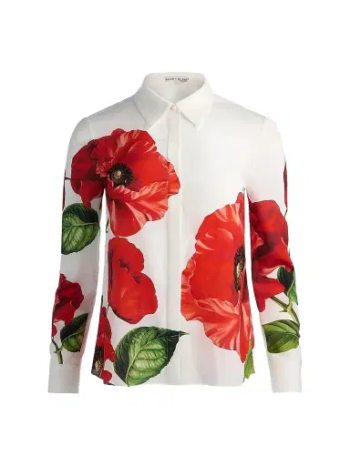 Alice + Olivia Women's Willa Floral Silk Shirt | Thumbnail 1 Alice + Olivia Women's Willa Floral Silk Shirt | Thumbnail 1