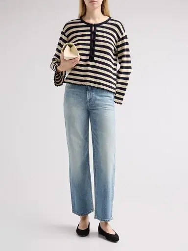 Frame Women's The Easy Captain Striped Cotton-Cashmere Sweater - Cream Multi - Size XL | Thumbnail 2 Frame Women's The Easy Captain Striped Cotton-Cashmere Sweater - Cream Multi - Size XL | Thumbnail 2