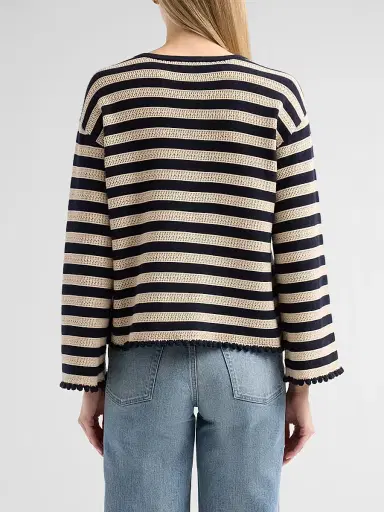 Frame Women's The Easy Captain Striped Cotton-Cashmere Sweater - Cream Multi - Size XL | Thumbnail 3 Frame Women's The Easy Captain Striped Cotton-Cashmere Sweater - Cream Multi - Size XL | Thumbnail 3