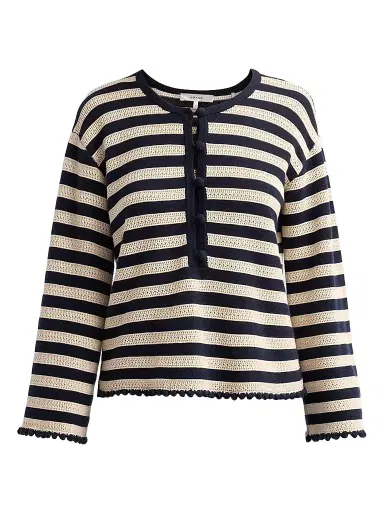 Frame Women's The Easy Captain Striped Cotton-Cashmere Sweater | Thumbnail 1 Frame Women's The Easy Captain Striped Cotton-Cashmere Sweater | Thumbnail 1