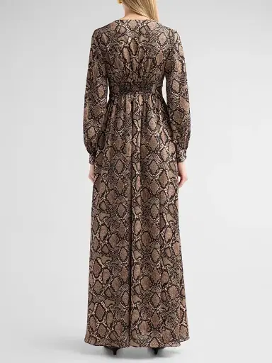 Ungaro Women's Ava Snakeskin Print Maxi Dress - Natural Multi - Size XXL | Thumbnail 3