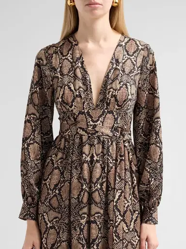 Ungaro Women's Ava Snakeskin Print Maxi Dress - Natural Multi - Size XXL | Thumbnail 5