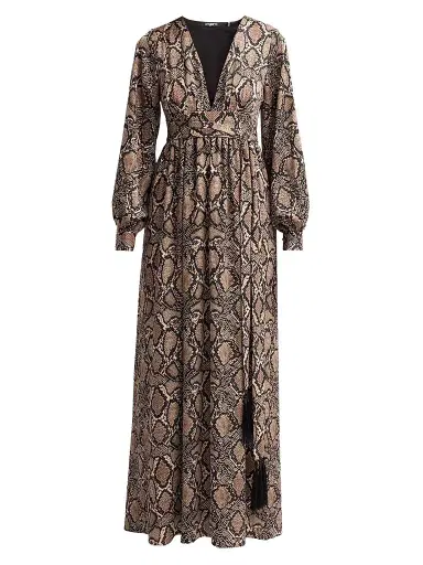 Ungaro Women's Ava Snakeskin Print Maxi Dress - Natural Multi - Size XXL | Thumbnail 1