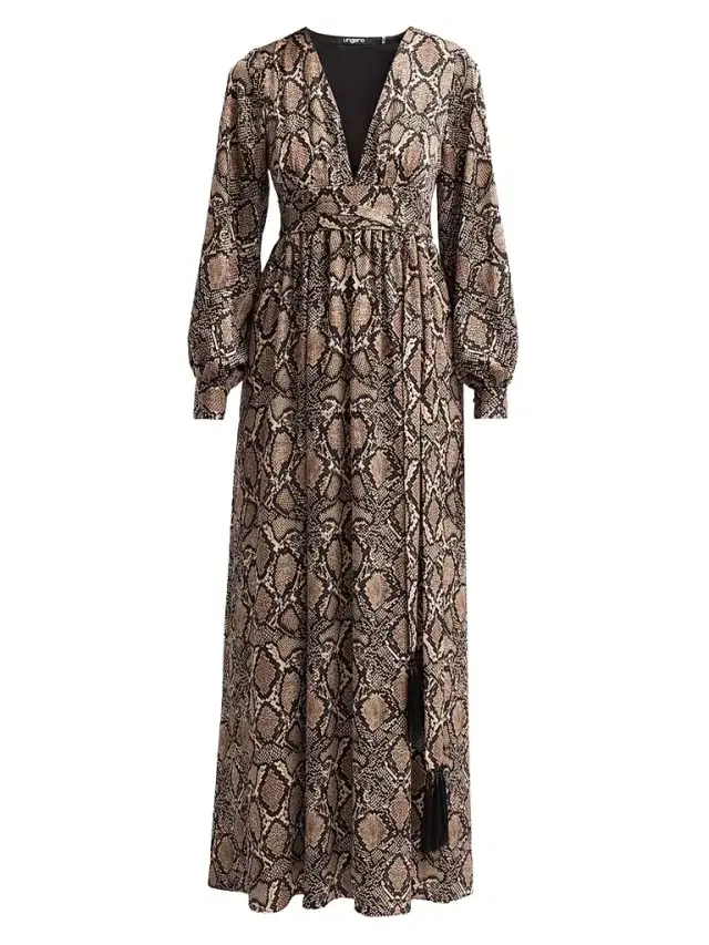 Ungaro Women's Ava Snakeskin Print Maxi Dress - Natural Multi