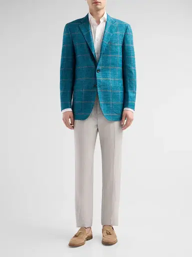 Kiton Men's Windowpane Checked Cashmere-Blend Sport Coat - Green - Size 44 | Thumbnail 2 Kiton Men's Windowpane Checked Cashmere-Blend Sport Coat - Green - Size 44 | Thumbnail 2