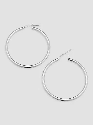 Oradina Women's Everyday Hoops in Sterling Silver - Silver | Thumbnail 6 Oradina Women's Everyday Hoops in Sterling Silver - Silver | Thumbnail 6