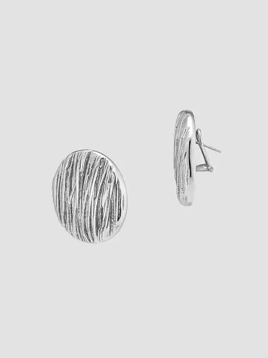 Oradina Women's Linen Button Earrings in Sterling Silver - Silver | Thumbnail 5 Oradina Women's Linen Button Earrings in Sterling Silver - Silver | Thumbnail 5