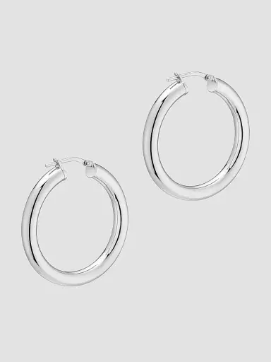 Oradina Women's Everyday Bold Hoop Earrings in Sterling Silver - Silver | Thumbnail 5 Oradina Women's Everyday Bold Hoop Earrings in Sterling Silver - Silver | Thumbnail 5