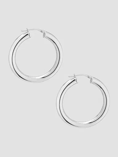 Oradina Women's Everyday Bold Hoop Earrings in Sterling Silver - Silver | Thumbnail 6 Oradina Women's Everyday Bold Hoop Earrings in Sterling Silver - Silver | Thumbnail 6