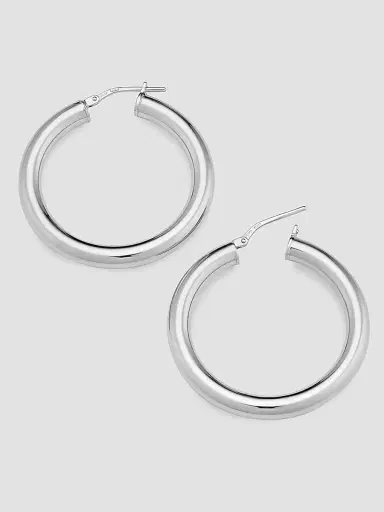Oradina Women's Everyday Bold Hoop Earrings in Sterling Silver - Silver | Thumbnail 7 Oradina Women's Everyday Bold Hoop Earrings in Sterling Silver - Silver | Thumbnail 7