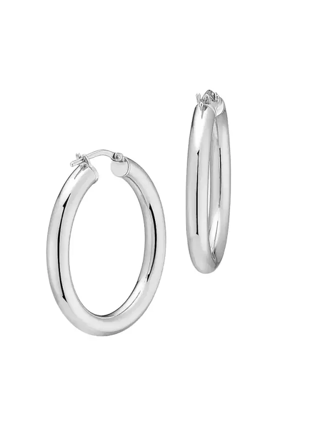 Women's Everyday Bold Hoop Earrings in Sterling Silver - Silver