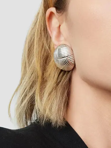 Oradina Women's Woven Button Earrings in Sterling Silver - Silver | Thumbnail 4