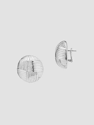 Oradina Women's Woven Button Earrings in Sterling Silver - Silver | Thumbnail 5