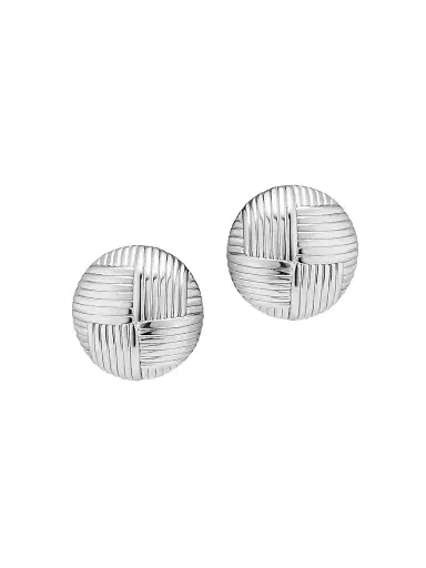 Oradina Women's Woven Button Earrings in Sterling Silver - Silver | Thumbnail 1