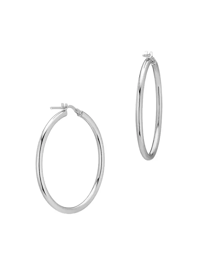 Women's Mid Everyday Hoops in Sterling Silver - Silver