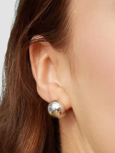 Oradina Women's Belle of the Ball Button Studs in Sterling Silver - Silver | Thumbnail 2 Oradina Women's Belle of the Ball Button Studs in Sterling Silver - Silver | Thumbnail 2