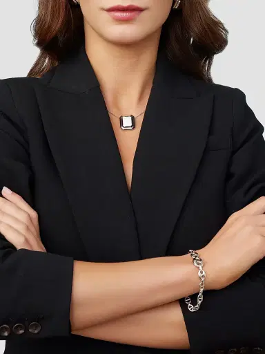 Oradina Women's Cufflink Pendant Necklace in Sterling Silver - Silver | Thumbnail 2 Oradina Women's Cufflink Pendant Necklace in Sterling Silver - Silver | Thumbnail 2