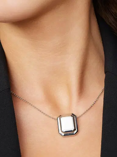 Oradina Women's Cufflink Pendant Necklace in Sterling Silver - Silver | Thumbnail 4 Oradina Women's Cufflink Pendant Necklace in Sterling Silver - Silver | Thumbnail 4