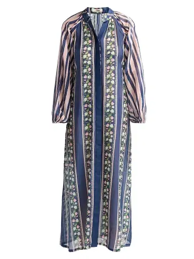 VERANDAH Women's Ammama Indira Cotton-Silk Midi Dress - Navy Blue - Size Large | Thumbnail 1